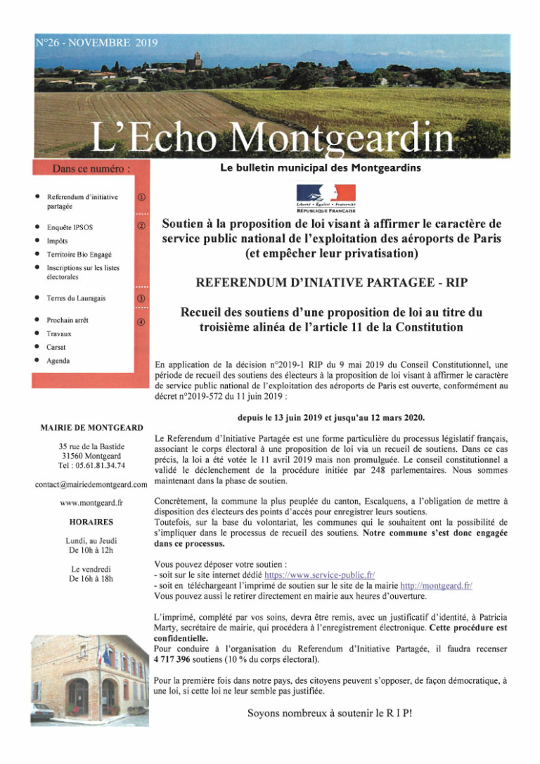L’Echo Montgeardin 26 (nov. 2019)